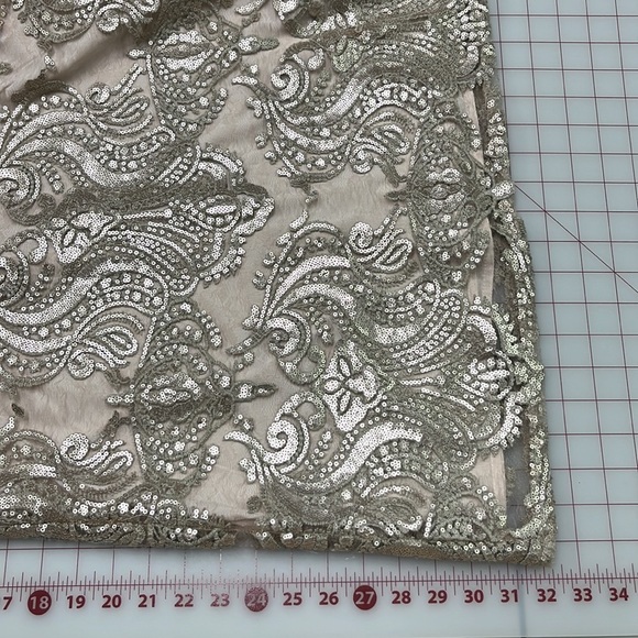 TOBI Naomi Plunge Neck Champagne/Gold Sequin Shift Mini Party Guest Dress SZ S - Picture 16 of 16